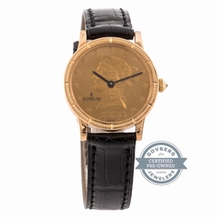 Corum $10 Coin 049.357.56/0081 Quartz 30mm Rose Gold Mens Strap Watch Tang