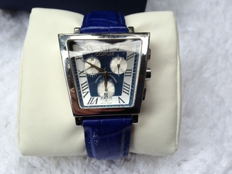 Corum JumboTrapeze Wrist Watch for Men - Stainless with Silver Dial, Blue Band 842047100158