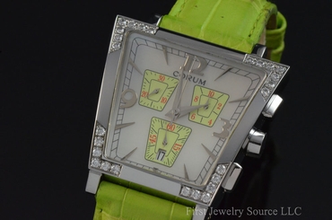 Corum Trapeze Diamond Chronograph Mother of Pearl Dial Watch 196.405.47