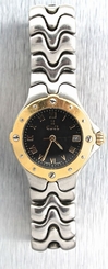 Ebel Sportwave Stainless Steel 18K Yellow Gold Bezel Swiss Watch