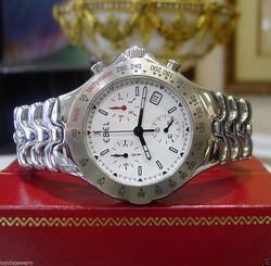  Mens EBEL Sportwave Stainless Steel Chronograph White Dial Watch