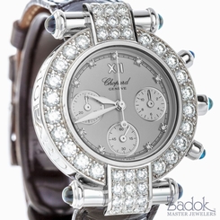 Chopard Imperiale Chrono, 18K White Gold Diamonds & Sapphires 32mm Ladies' Watch