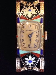 Art Deco Ebel 15 Jewel 18KT Enamel 1920's Rare Solid 18KT Gold