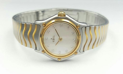 Ebel Wave 25mm 2 Tone 18k Yellow Gold/Steel Original MOP Diamond Dial E1157111