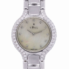 Ebel Beluga MOP Diamond Dial and Bezel 18k White Gold Watch