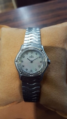 Authentic Mint Ladies Ebel Classic Wave E9157114 Diamond MOP Steel Quartz Watch