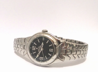Beautiful EBEL E Type E9087C21 Ladies Quartz Date 27mm Steel Black Dial Watch