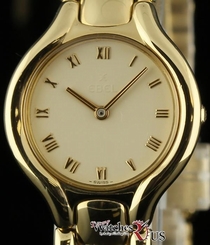 Ebel Beluga Ladies 25mm 18K Yellow Gold Cream Roman Quartz 2 Yr Warranty #608