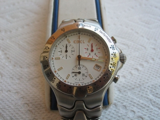 MEN'S EBEL CHRONOGRAPH,3 SUBDIAL,SPORTWAVE,SS,DATE,40MM DIA.,8 1/2" WRIST,