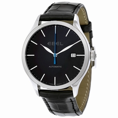 Ebel Classic 100 Automatic Black Dial Black Leather Mens Watch 1216089 885997039611