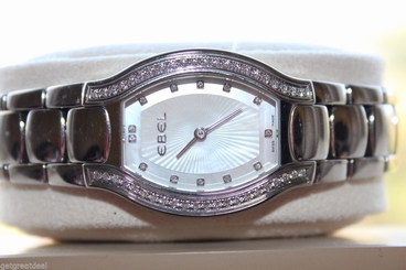EBEL BELUGA TONNEAU LADY STAINLESS STEEL WATCH 44 DIAMONDS White Mother-of-Pearl