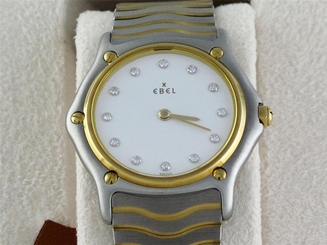 NEW VINTAGE EBEL MEN'S SPORT CLASSIC WATCH W/ DIAMOND HOUR MARKINGS, W/ BOX