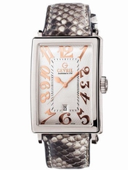 Gevril Women's 7040N Avenue of Americas White Dial Leopad Leather Date Watch