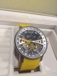 Gv2 Gevril Men's 4040R2 Powerball Yellow Rubber Sub-second Big Date Analog Watch