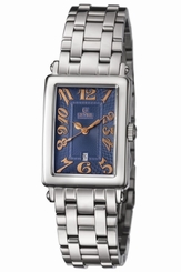 Gevril Women's 7043RB Mini Blue Dial Stainless Steel Date Wristwatch
