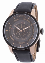 Fake AAA  Gevril Men's 2004 Columbus Circle Automatic Limited Edition Leather Date Watch Watch