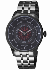 Gevril Men's 2001B Columbus Circle Automatic Luminous Black IP Steel Wristwatch