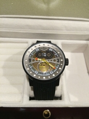 GV2 By Gevril Men's 4041R Powerball Black Rubber Sub-Second Big Date AnalogWatch
