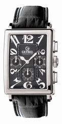 Gevril Men's 5012 AVENUE OF AMERICAS Chronograph Automatic Black Leather Watch