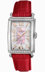 Gevril Women's 6208RT Glamour Automatic Diamond Pink Dial Red Leather Watch