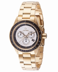 Gevril Men's A2115 Tribeca Chronograph Luminous White Dial Gold IP Date Watch