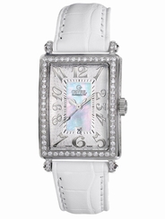 Gevril Women's 7249NV Avenue of Americas Mini Diamonds White MOP Dial Date Watch