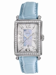 Gevril Women's 7247NV Avenue Of Americas Mini Quartz Blue Diamond Wristwatch
