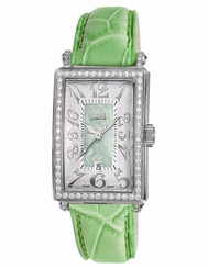 Gevril Women's 7246NL Avenue of Americas Mini Green MOP Dial Diamonds Date Watch