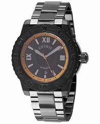 Gevril Men's Watch 3112B Seacloud Automatic Black IP Steel Bracelet Date