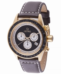 Gevril Men's Tribeca Watch A2112 Chronograph Tachymeter Brown Leather Date