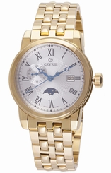 Gevril Men's 2528 CORTLAND Moon Phase Gold IP Stainless Steel Date Wristwatch