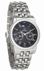 NEW Gevril Mens 2604B Lexington Moon Phase Silver Stainless Steel Bracelet Watch