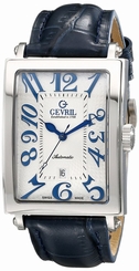 Gevril Men's 5007A Avenue of Americas Automatic Silver Dial Blue Leather Watch