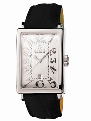 Gevril Women's 7040N Avenue of Americas Mini White Dial Black Leather Date Watch