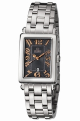 Gevril Women's Mini Watch 7042RB Silver Stainless Steel Black Dial Date