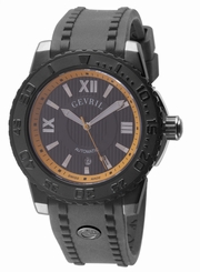 Gevril Men's 3112 Seacloud Automatic Luminous Black Rubber Date Wristwatch