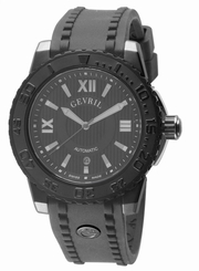  Gevril Men's 3110 Seacloud Automatic Luminous Black Rubber Date Wristwatch