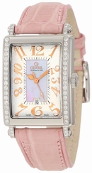  Gevril Women's 7248RE Avenue of Americas Mini Pink MOP Dial Diamonds Date Watch