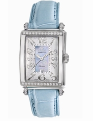Gevril Women's 6207NT Glamour Automatic Diamond MOP Dial Blue Leather Watch