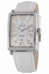 Gevril Women's 6209NT Glamour Automatic White Leather Diamond Date Watch