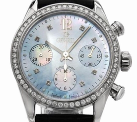 Gevril Women's 2917 Lafayette Automatic Chrono Date 58 DIAMONDS Leather Watch