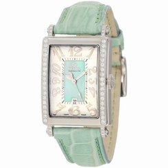 Gevril Womens 7246NE Mini Avenue of Americas Quartz Green DIAMOND Leather Watch