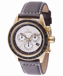 Gevril Men's Tribeca Wristwatch A2111 Chronograph Tachymeter Brown Leather Date