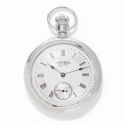 Gevril Mens G730.001.56 1758 Collection Silver Dial Rhodium Plated Pocket Watch