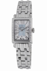Gevril Women's 8247NEB Super Mini Diamond Blue MOP Dial Steel Date Wristwatch