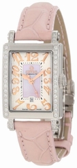 Gevril Women's 8248RE Avenue of Americas Super Mini Diamond Pink Leather Watch