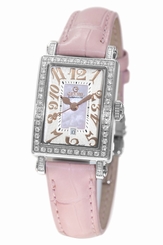 Gevril Women's 8248RL Super Mini Diamond MOP Dial Pink Leather Wristwatch
