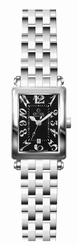 Gevril Women's 8042NB Super Mini Rectangle Black Dial Stainless Steel Watch