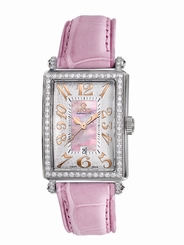 Gevril Women's 7248RV Avenue of Americas Mini Diamond Pink Leather Date Watch
