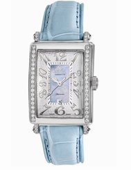 Gevril Women's 6207NE Glamour Automatic Blue Diamond MOP Dial Date Wristwatch